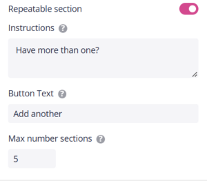 Repeatable sections - Content Snare Help