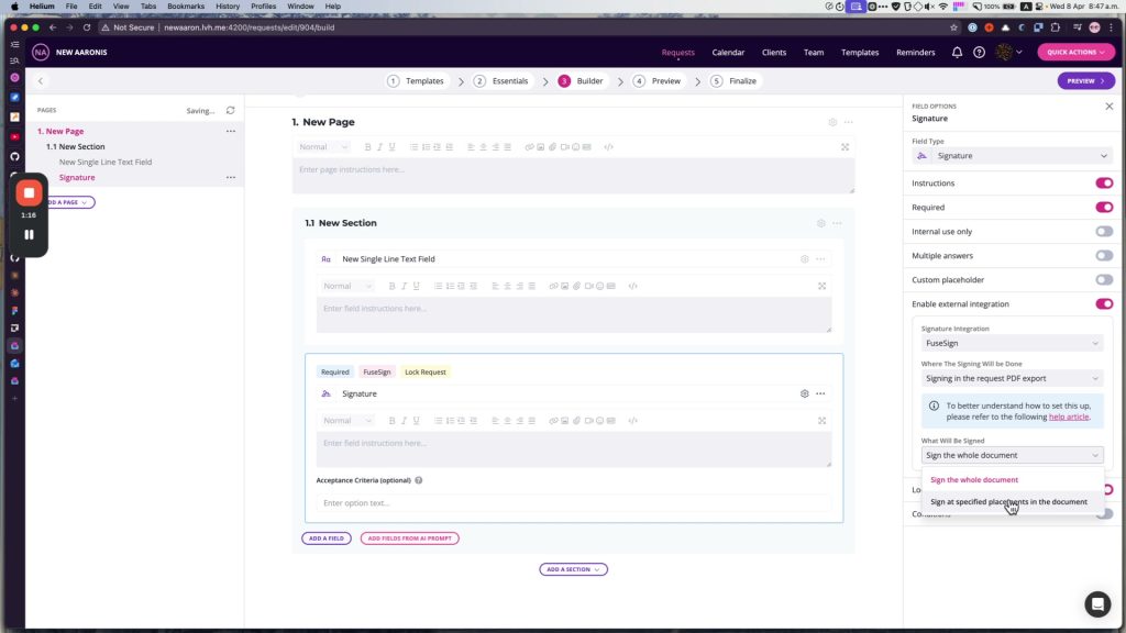 What Will Be Signed dropdown