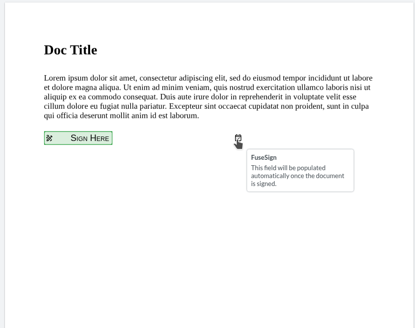 Document rendered in FuseSign with placeholders