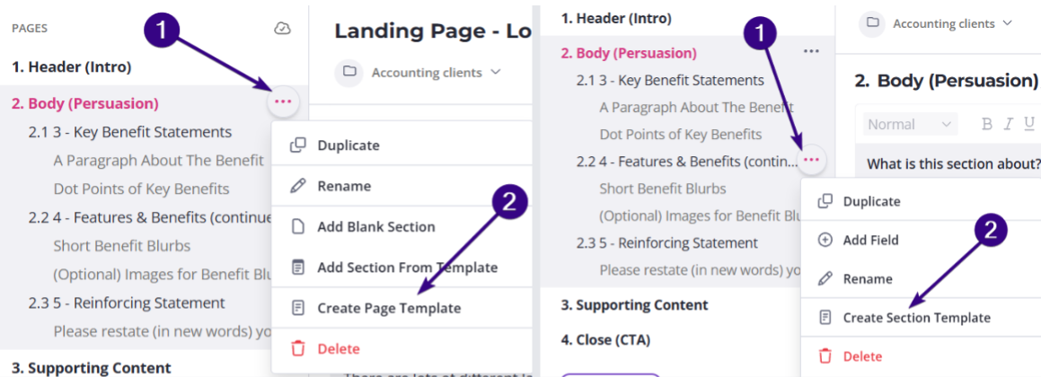 How to copy a page or section to another request - Content Snare Help