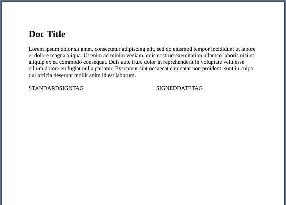 Document with signing tags