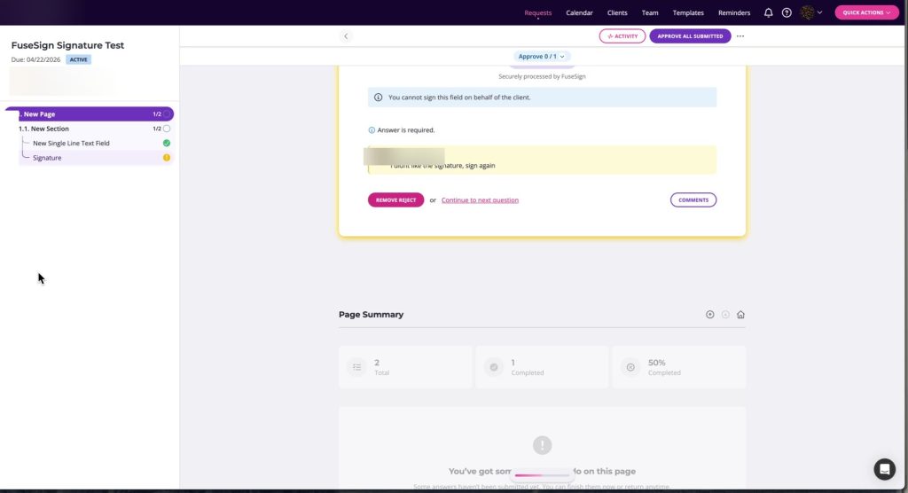 After rejection with Sign Again button