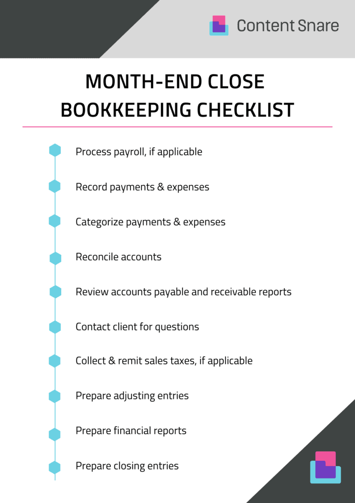 accounting month end checklist