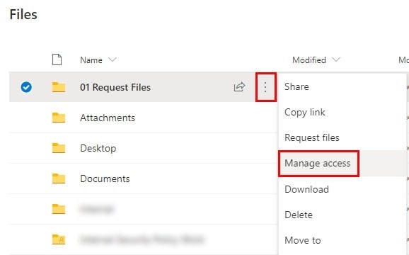 Manage access OneDrive folder