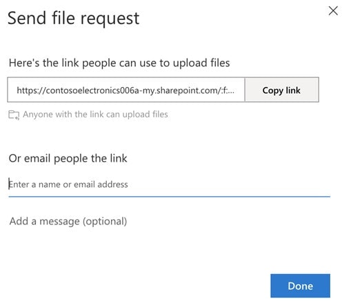 OneDrive send file request