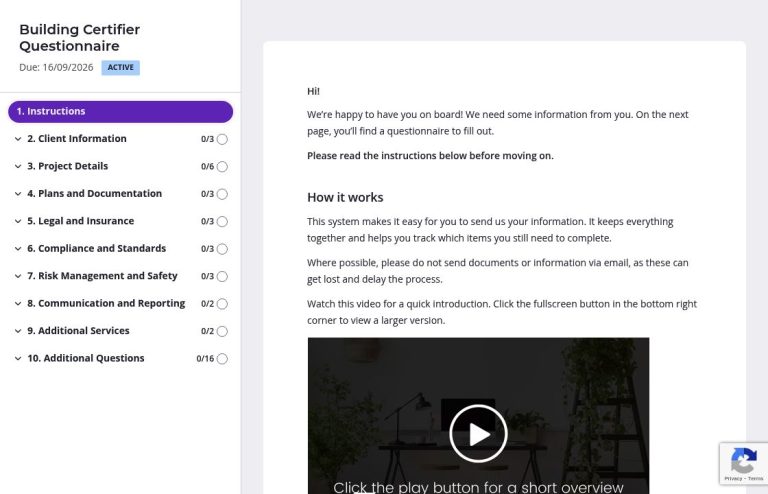 Building certifier questionnaire template (26 questions) - Content Snare