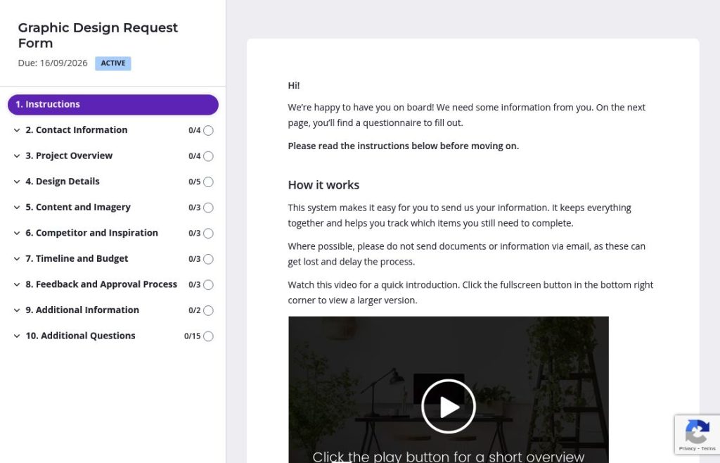 Graphic design request form template (27 questions) - Content Snare