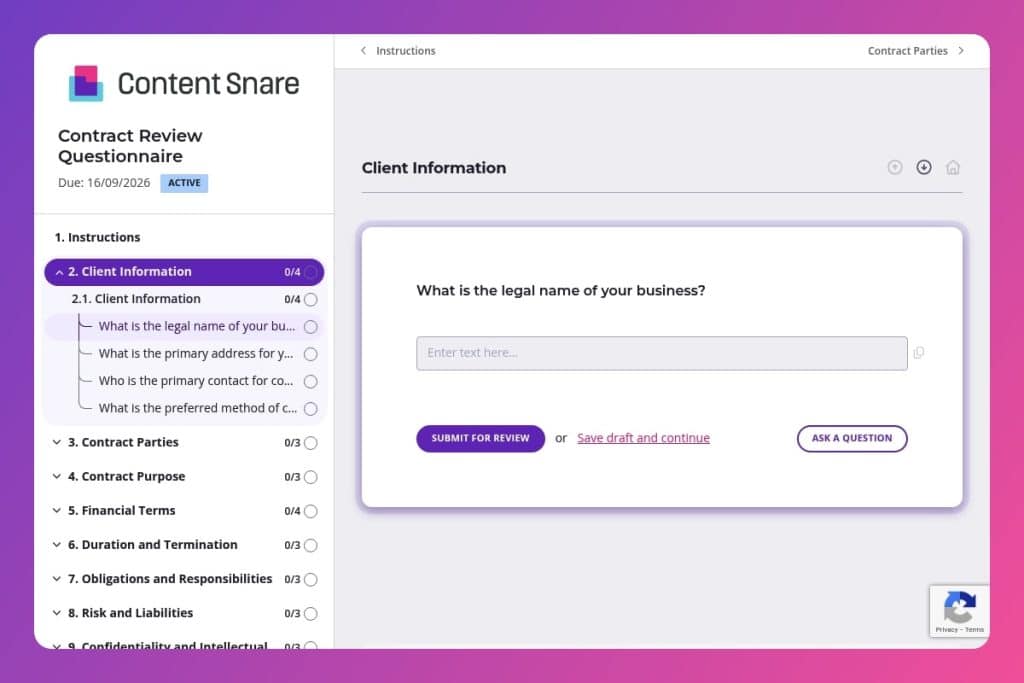 Reviewpro Questionnaire Contract review questionnaire template (35 questions) - Content Snare