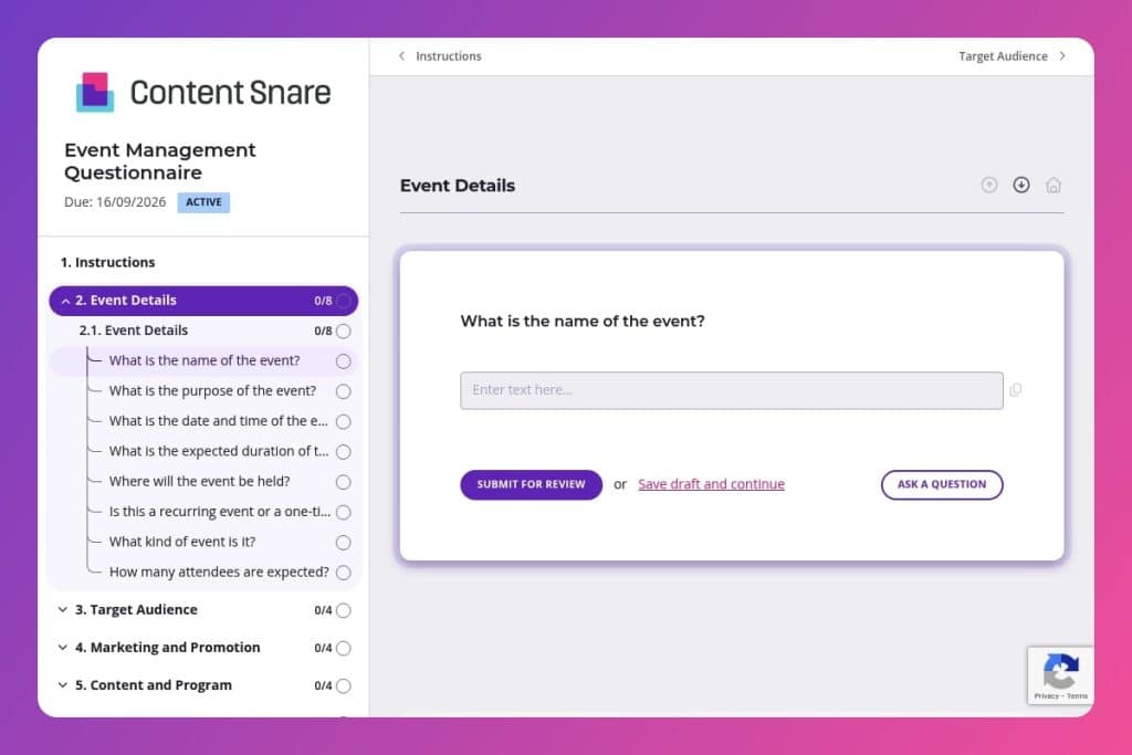 Event Insurance Questionnaire Event management questionnaire template (33 questions) - Content Snare