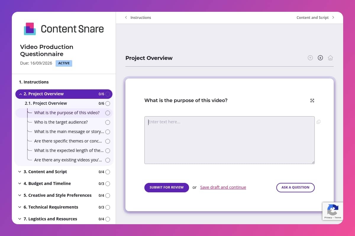 Video Production Questions Video production questionnaire template (29 questions) - Content Snare